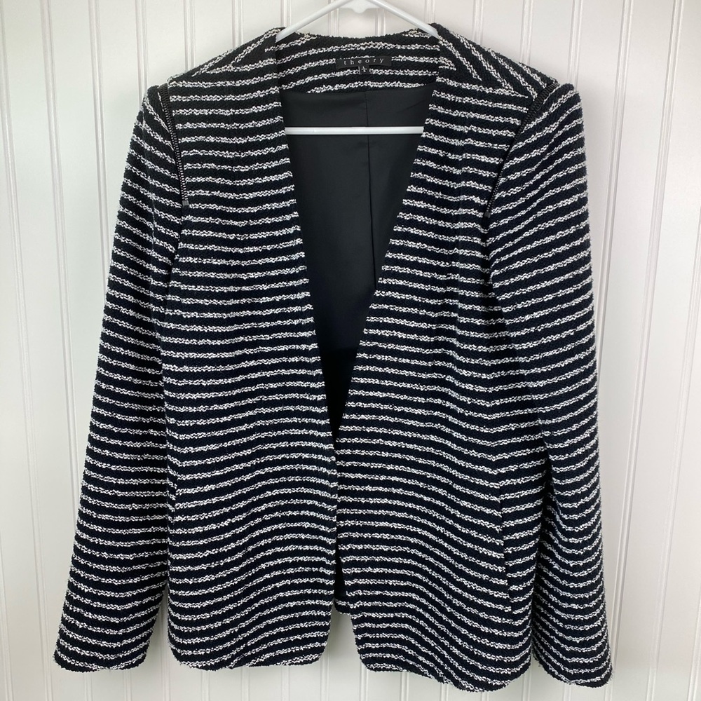 Theory Blazer Tweed Striped size L - Picture 2 of 6